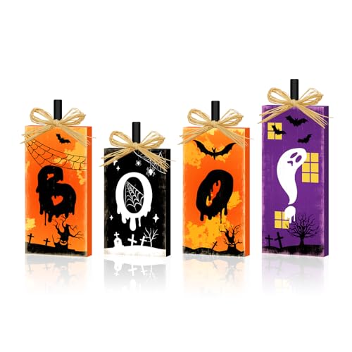 Britimes Halloween Ghost Bat Sign Tiered Tray Decor - BOO! Variation
