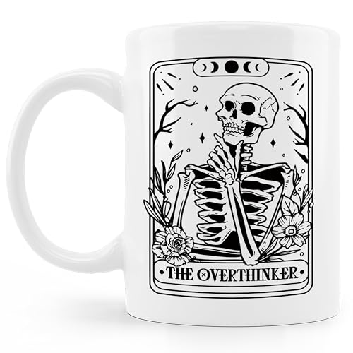 Skull Skeleton Mug - Gothic Coffee Cup for Goth Decor & Gift - 11oz White Ceramic