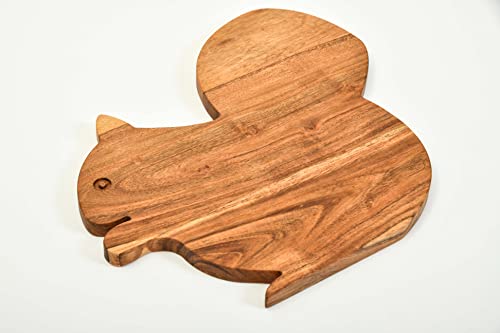 Wooden Shaped Cutting Board for Kitchen - Squirrel Charcuterie Platter, Cheese Serving, Halloween & Christmas Gift - 11x12 Inches