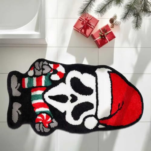 Christmas Ghost Bathroom Rug Non-Slip Doormat - Holiday Gothic Decor 19.7 x 35.4 Inch