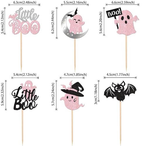 LANGE HOME Halloween Cupcake Toppers Bat Ghost Boo Set - Design 3 - 24 Pcs