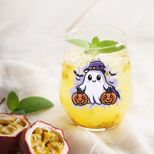 Halloween Ghost Pumpkin Wine Glass 15 Oz - Spooky Fall Gift for Women & Friends - Variation: Ghost