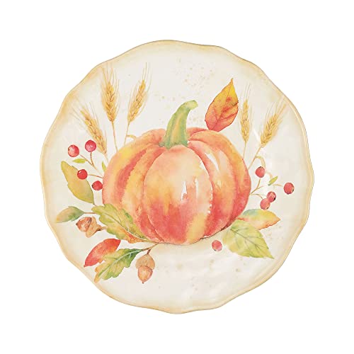 Harvest Pumpkin 12-Piece Melamine Dinnerware Set - Outdoor Plates & Bowls for Autumn Thanksgiving, Service for 4