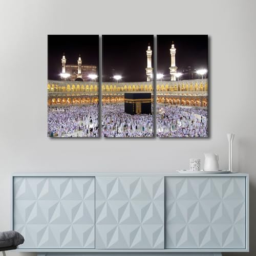Mosque Wall Art Canvas Set - Saudi Arabia Islamic Decor 42x28 inch - Variation of Artwork-04