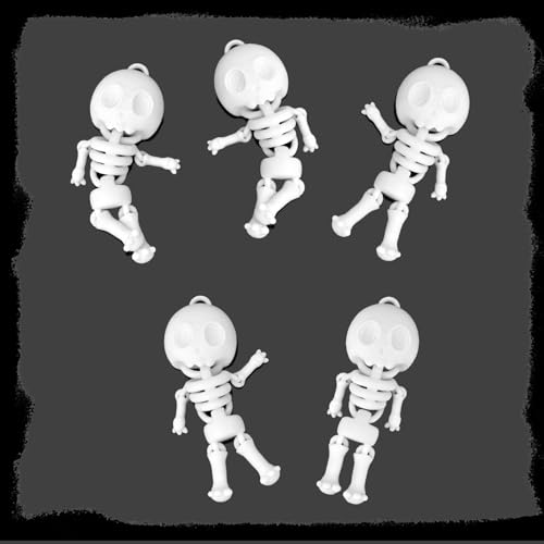 Mini Skeleton Keychains Set - 3D Articulated Party Favors & Haunted Decor