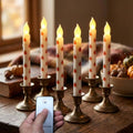 Pumpkin Flameless Taper Candles with Remote Control - 6-Pack Autumn Decor