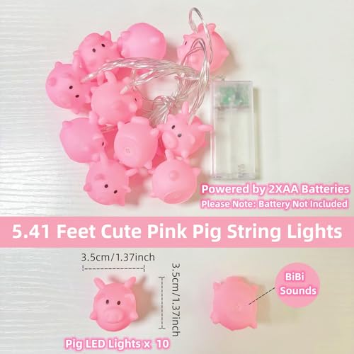 Pig String Lights 1.65m 10LED Fly Pig Shape Fairy Night Light for Kids & Holiday Decor