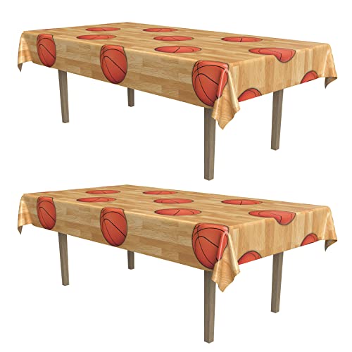 Basketball Table Covers Set of 2, 54 x 108 Inches - Sports Party Decor