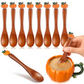 8 Pcs Fall Pumpkin Wooden Coffee Spoons - Small Tea Stirring Utensils with Autumn Decor