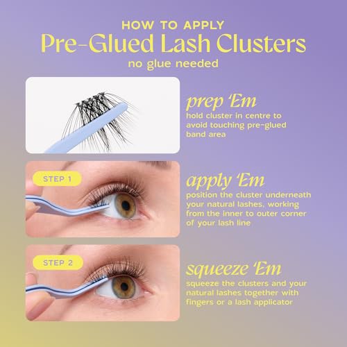 V by Velour LayZ Gal Lash Clusters - Lowkey Natural Volume, Pre-Glued, Reusable, 30 Pieces
