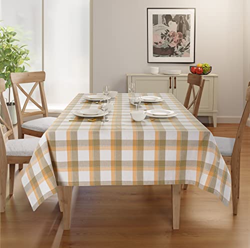 Rectangle Cotton Table Cover - Orange Tartan 60 x 104 Inches - Kitchen & Dining