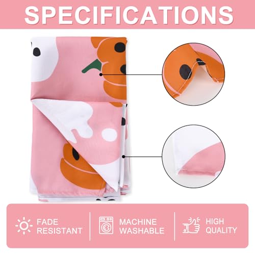 Pink Halloween Tablecloth 60x104 Inch Ghost Pumpkin Decor for Home & Party