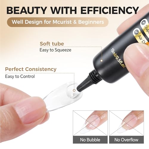 Strong Nail Gel Glue for Press-Ons, No UV, 15g Pair - Long-Lasting Adhesive