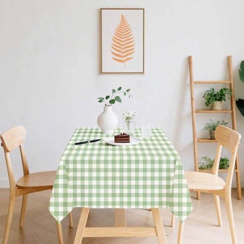 Sage Green Gingham Disposable Tablecloth Set - 4 Pack 54x108 Inches for Party & Events