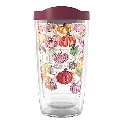 16oz Fall Pumpkin Pattern Insulated Tumbler Cup with Travel Lid - Sara Berrenson