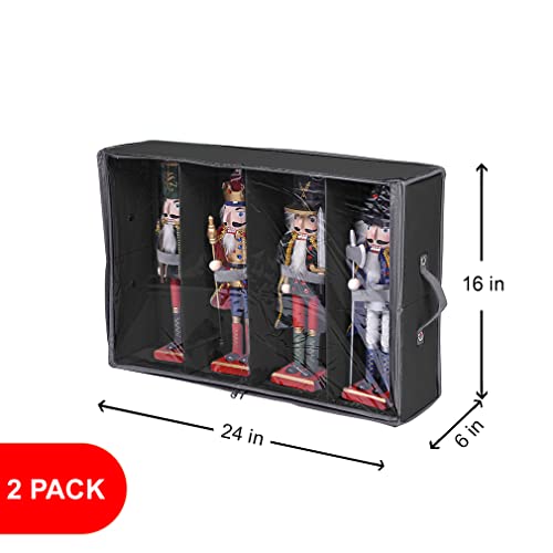 ProPik Black Christmas Figurines Storage Box - Holds 4 Figures Up to 16 Inches, Adjustable Dividers, See-Through Lid