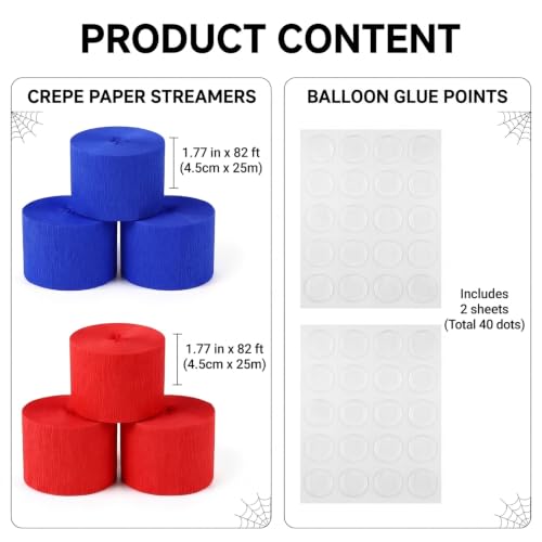 6 Rolls Spider Web Party Decorations Crepe Paper Streamers for Halloween and Birthday