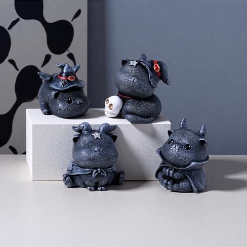 Satanic Black Cat Statue Gothic Halloween Decor - Style B