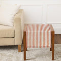 Linen Table Runner 14x36 in Pumpkin & Natural Stripe - Handmade, Eco-Friendly