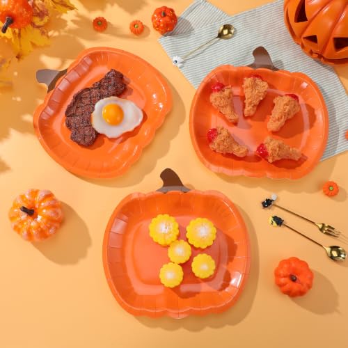 20pcs Pumpkin Paper Plates 9 Inch Halloween Autumn Harvest Party Dinnerware