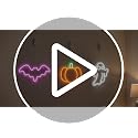 Rechargeable Halloween Window Lights Set - Purple, White & Orange with Timer 11.8x5.9in