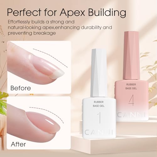 CANNI Milky Pink Gel Nail Polish Set - 6Pcs 9ml Rubber Base Kit R1-Rubber Base