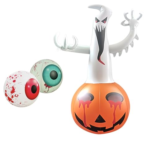 Halloween Inflatable Ghost Pumpkin with LED Lights & Eyeballs - Outdoor Decoration