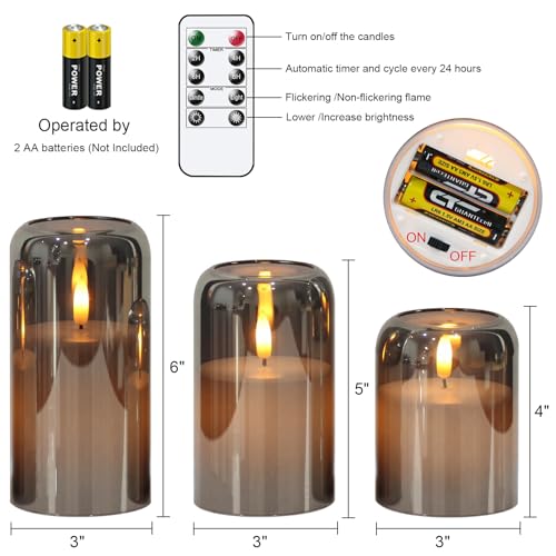GenSwin Black Glass LED Flameless Candles with Remote & Timer – Romantic Home Decor