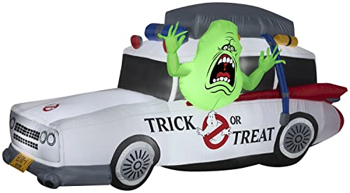 7-Foot Inflatable Ghostbusters Ecto-1 Mobile Yard Decoration with Slimer, Green White Red Blue