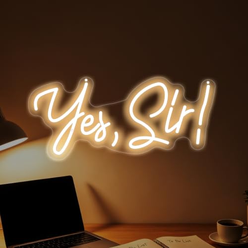 Yes Sir Neon Sign Motivational Quote LED Wall Decor - Warm White, 17.5 x 7.8 Inches - Variation: Yes Sir Warm White