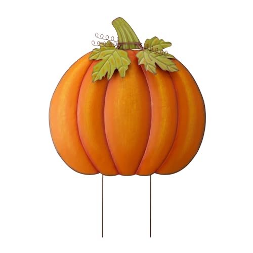 Large Metal Pumpkin Yard Stake & Wall Decor for Fall Outdoor Garden & Porch