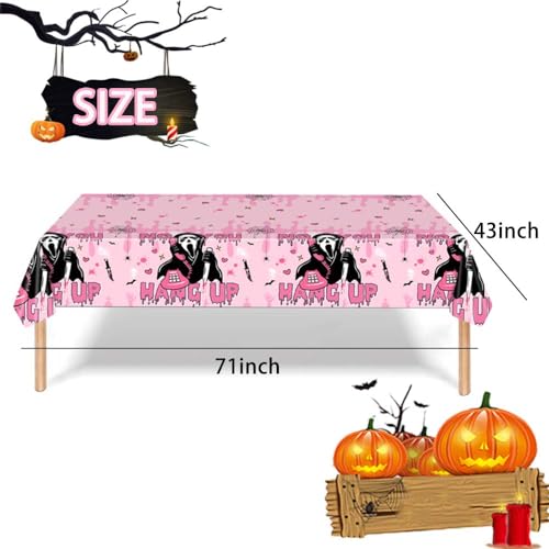 Halloween Pink Disposable Plastic Tablecloth Set - 3-Pack for Indoor & Outdoor Parties