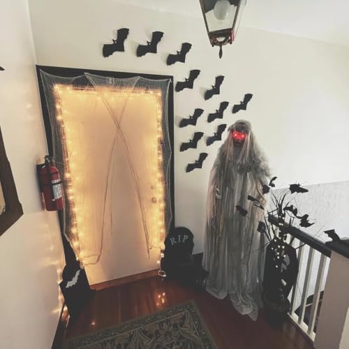 Animated 5.7ft Spooky Ghost Girl Halloween Decoration with Light-Up Eyes