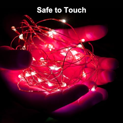 Battery Operated Fairy Lights 50 Pack - Red 20 LED 7ft String Lights with 3 Modes for Indoor Outdoor Decor