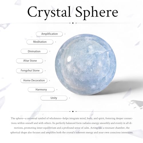 Blue Celestite Stone Sphere Figurine - 2.36-2.76 Inches, Healing & Decor