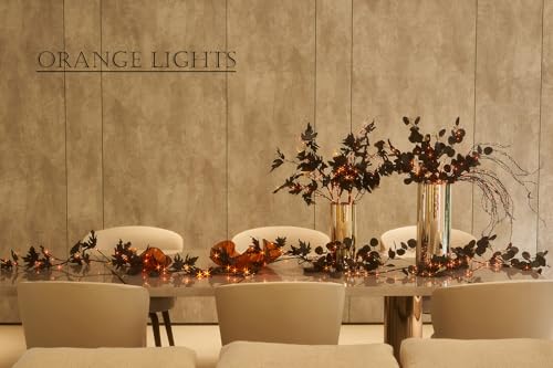 Black Maple Halloween Garland with Lights - 6FT Battery Operated with Timer