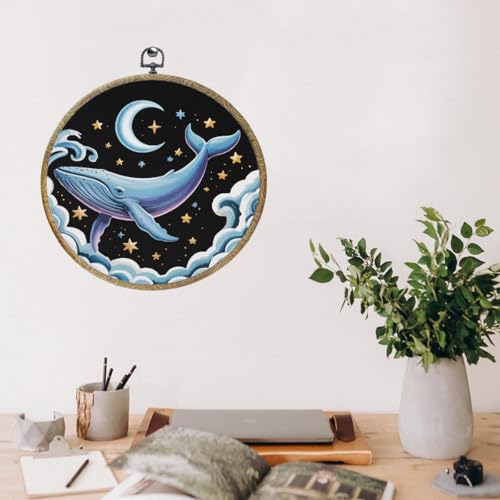 Whale Shark Wall Art Canvas - Moon Framed Ocean Decor for Home & Office - Whale 0575