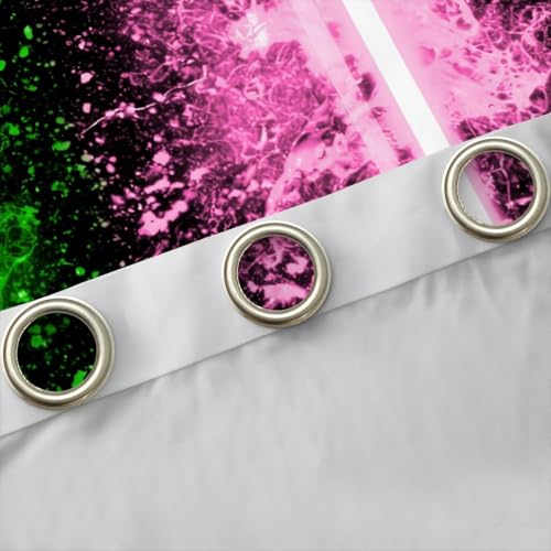 Kids Boys Teens Green Pink Light Saber Curtains - Blackout & Insulated Window Drapes