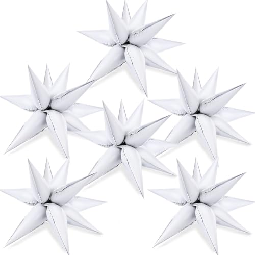 White Star Balloon Kit - Medium 18 Inch Spike Balloons for Party Decor - White / Medium