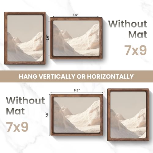 7x9 Walnut Picture Frame - Handcrafted Natural Wood with Tempered Glass, Wall & Tabletop Display - Black Walnut Variation
