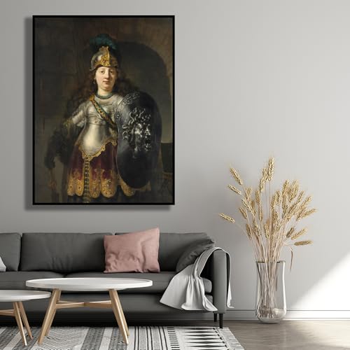 Bellona Unframed Canvas Wall Art - Rembrandt Inspired 12x16in Home Decor