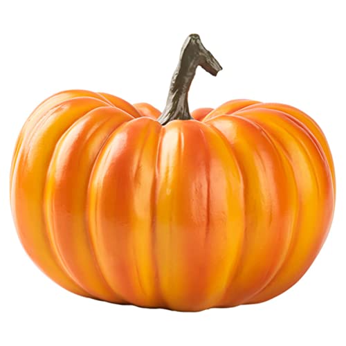 Resin Fake Pumpkin Halloween Fall Decor - 13.5x17.2cm Orange Pumpkin for Indoor Outdoor Use