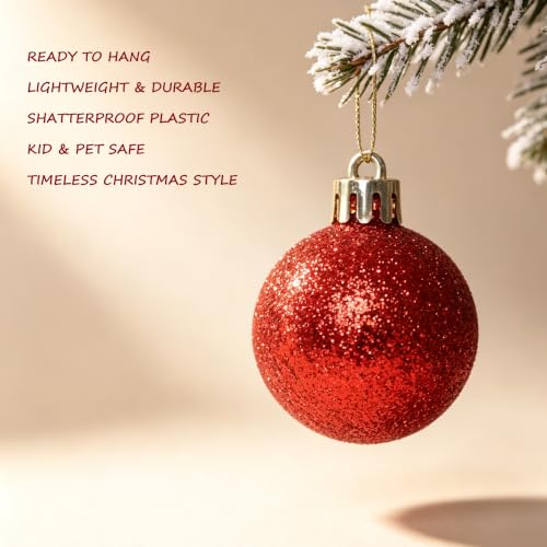 HipTree Red Christmas Halloween Tree Ornament Set 30 Pieces - 1.57 Inch
