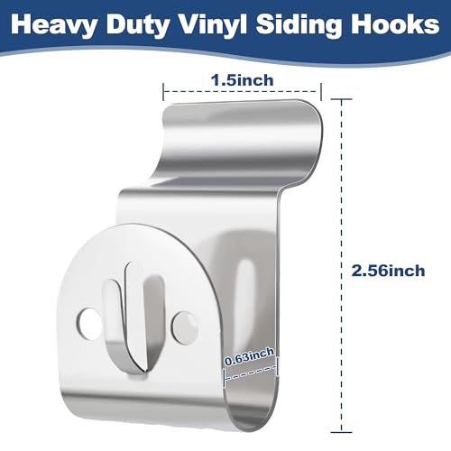 8 Pack Heavy Duty Vinyl Siding Hooks - Rust-Resistant Wall Clips for Outdoor Use