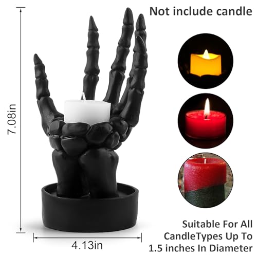 Black Skeleton Hand Ring & Tealight Candle Holder 2PCS - Gothic Halloween Decor Variation of THIS listing: Black2p / 1