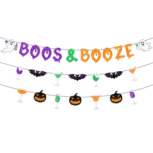 Halloween Banner Set with Glitter Ghosts Pumpkins and Banners - Colorful Party Decorations