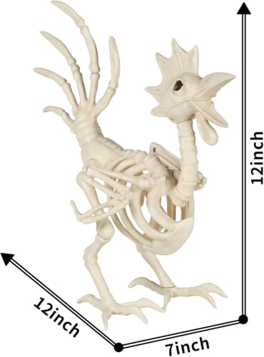 12-Inch Skeleton Rooster Halloween Decoration - Spooky Farmyard Skeleton