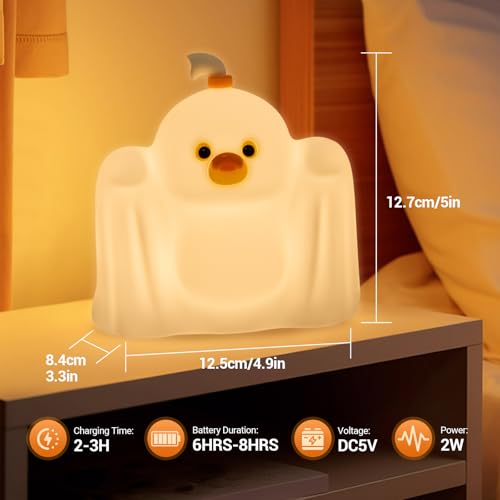 Kids Night Light Squishy Duck Lamp with 3-Level Dimming & Timer