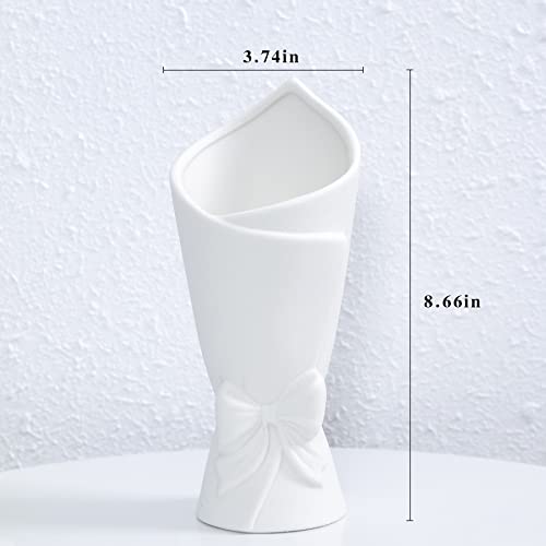 Matte White Bowknot Ceramic Vase - Modern Home Decor, Model B