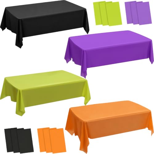 Halloween Plastic Rectangle Tablecloths Set - 54 x 108 Inches, 12 Pack - Variation of Halloween